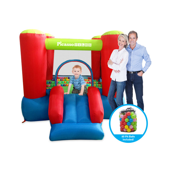 PicassoTiles Upgrade Version KC102 12x10 Foot Inflatable Bouncer Jumping Bouncing House Jump Slide Dunk Playhouse W