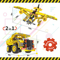 361 Piece 2-In-1 Flying Propeller Airplane & Dump Truck Model Construction Building Brick Block  EBM12