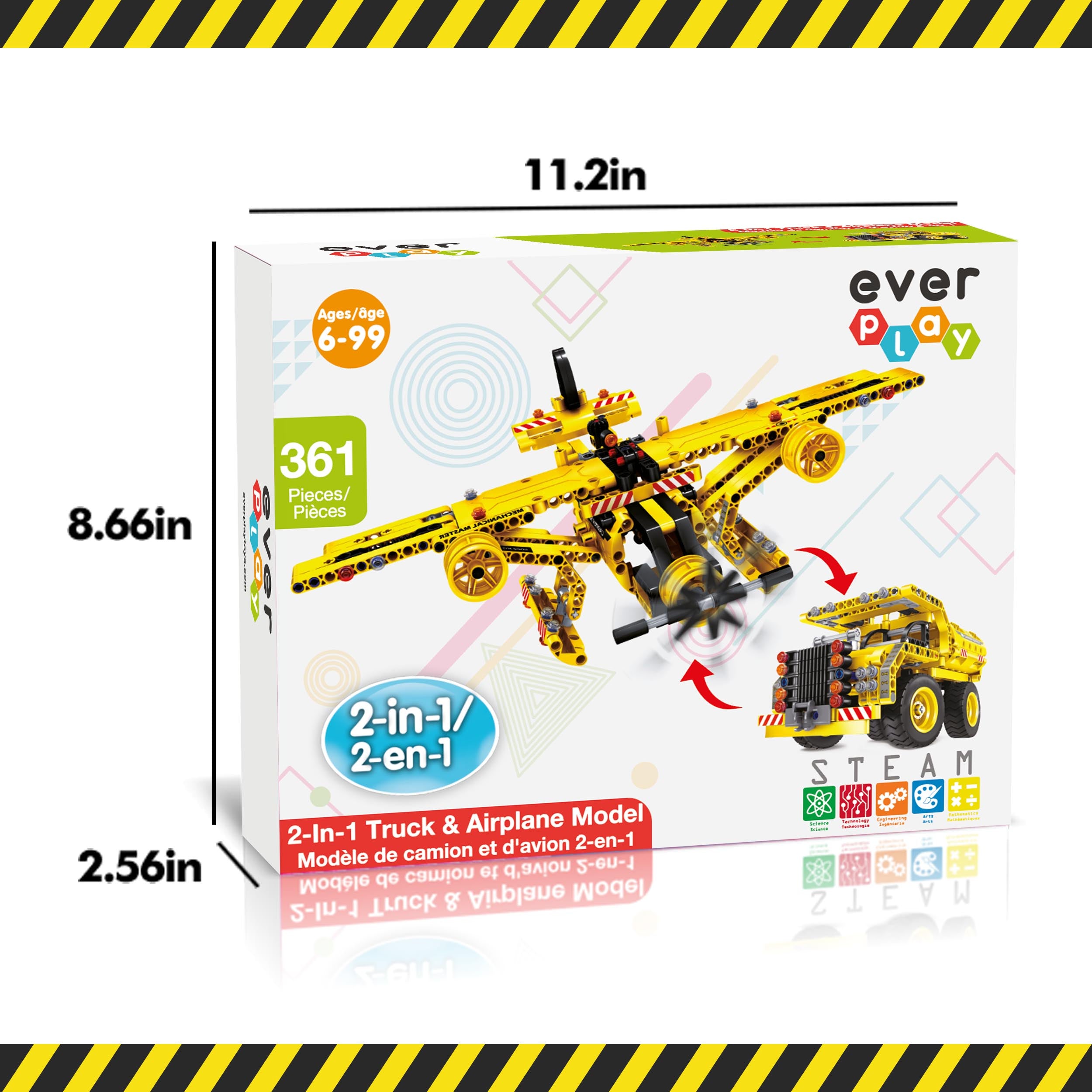 361 Piece 2-In-1 Flying Propeller Airplane & Dump Truck Model Construction Building Brick Block  EBM12