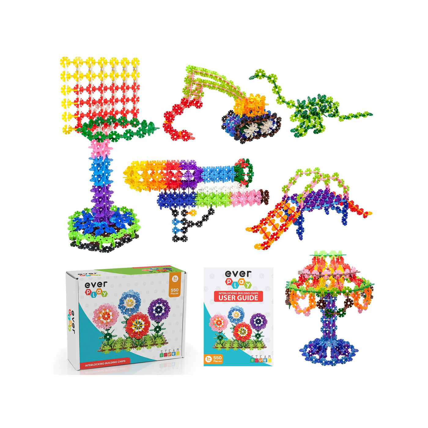 EverPlay 550 Piece Building Construction Toy Interlocking Chips