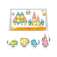 EverPlay 24 pcs Travel Size Magnetic Tiles Building Blocks