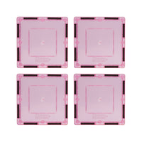 PicassoTiles 4 Piece 3" x 3" Pink Square Magnetic Tiles