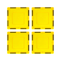 PicassoTiles 4 Piece 3" x 3" Yellow Square Magnetic Tiles