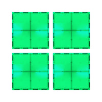 PicassoTiles 4 Piece 6" x 6" Green Square Magnetic Tiles