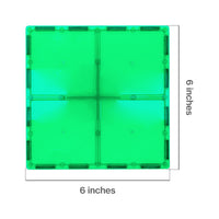 PicassoTiles 4 Piece 6" x 6" Green Square Magnetic Tiles