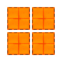 PicassoTiles 4 Piece 6" x 6" Orange Square Magnetic Tiles