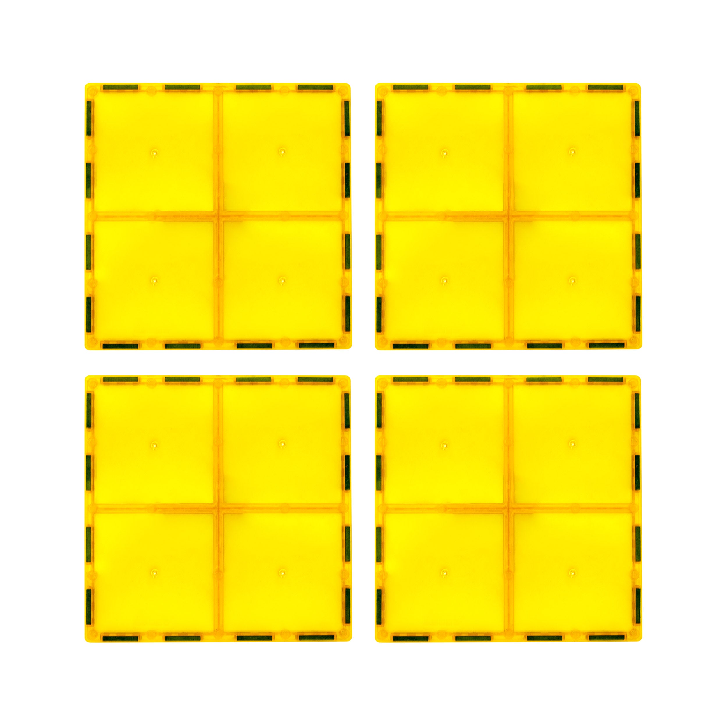 PicassoTiles 4 Piece 6" x 6" Yellow Square Magnetic Tiles