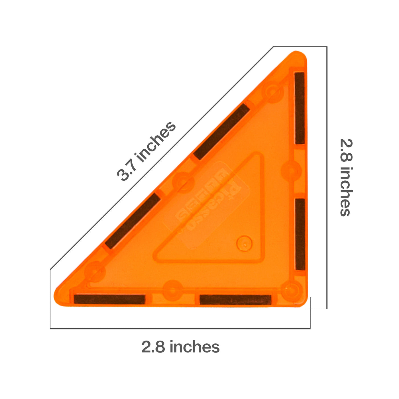 PicassoTiles 4 Piece Orange Right Triangle Magnetic Tiles