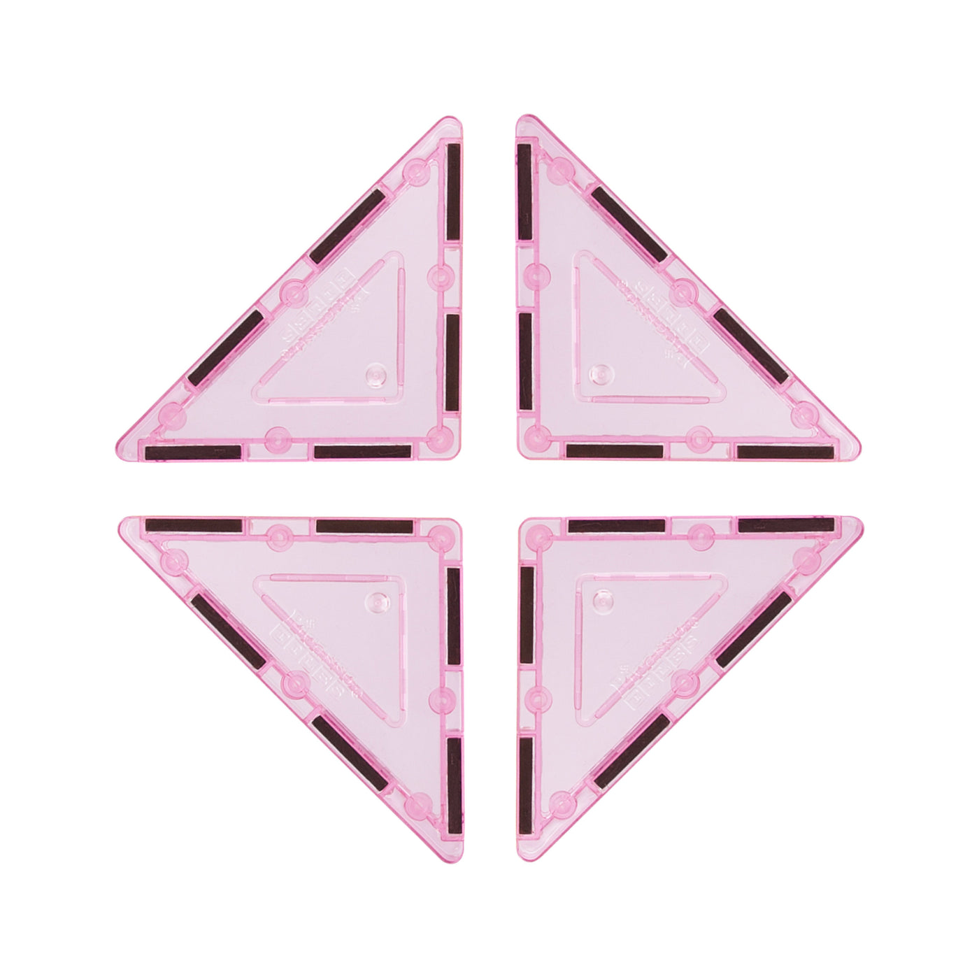 PicassoTiles 4 Piece Pink Right Triangle Magnetic Tiles