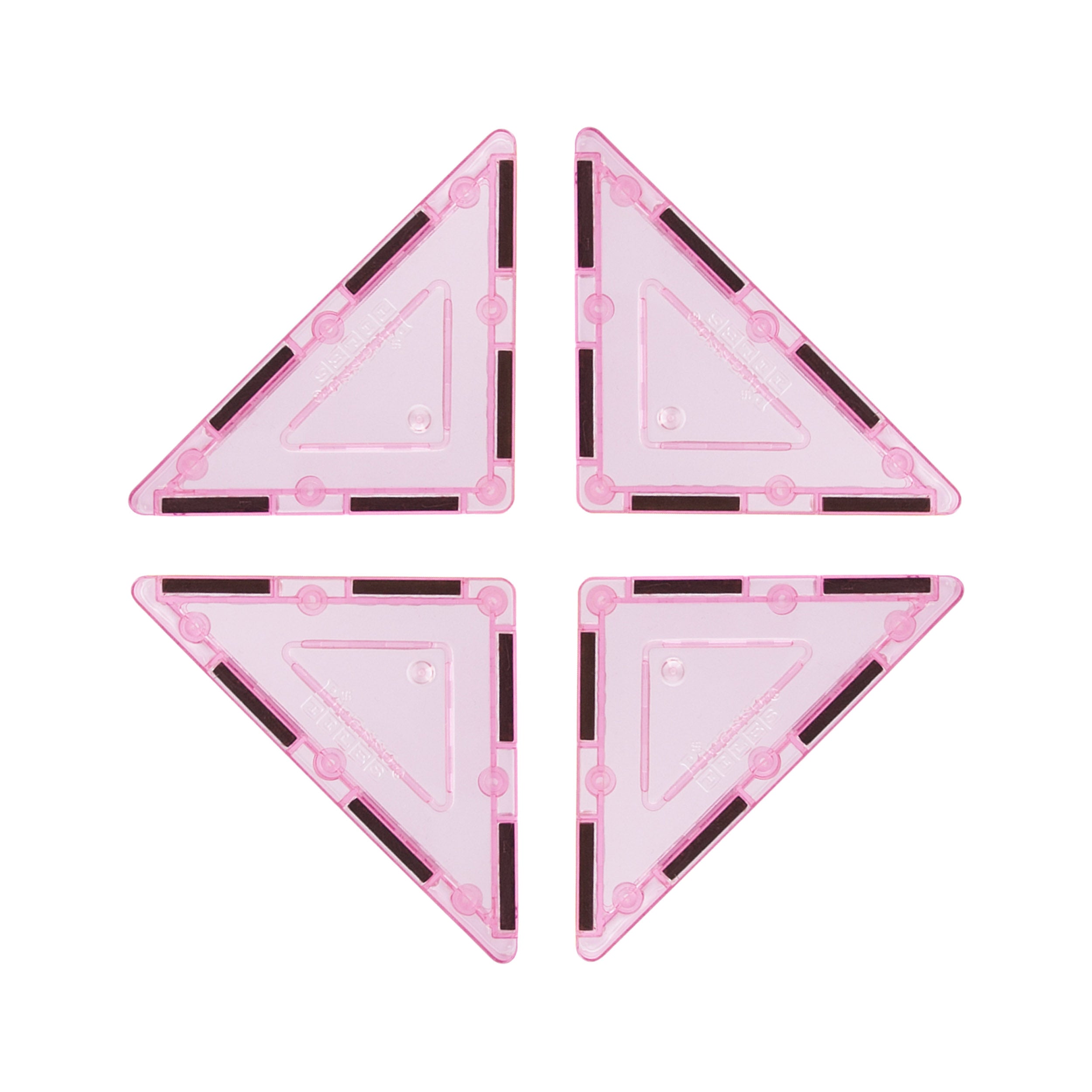 PicassoTiles 4 Piece Pink Right Triangle Magnetic Tiles