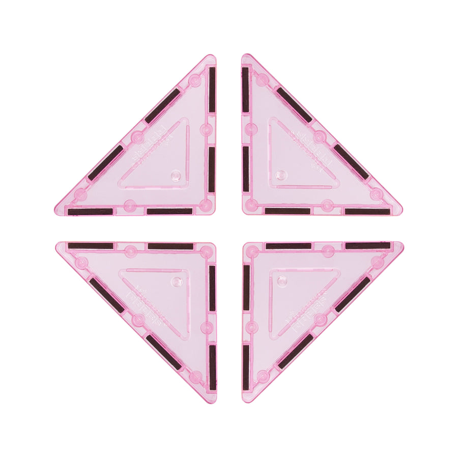 PicassoTiles 4 Piece Pink Right Triangle Magnetic Tiles