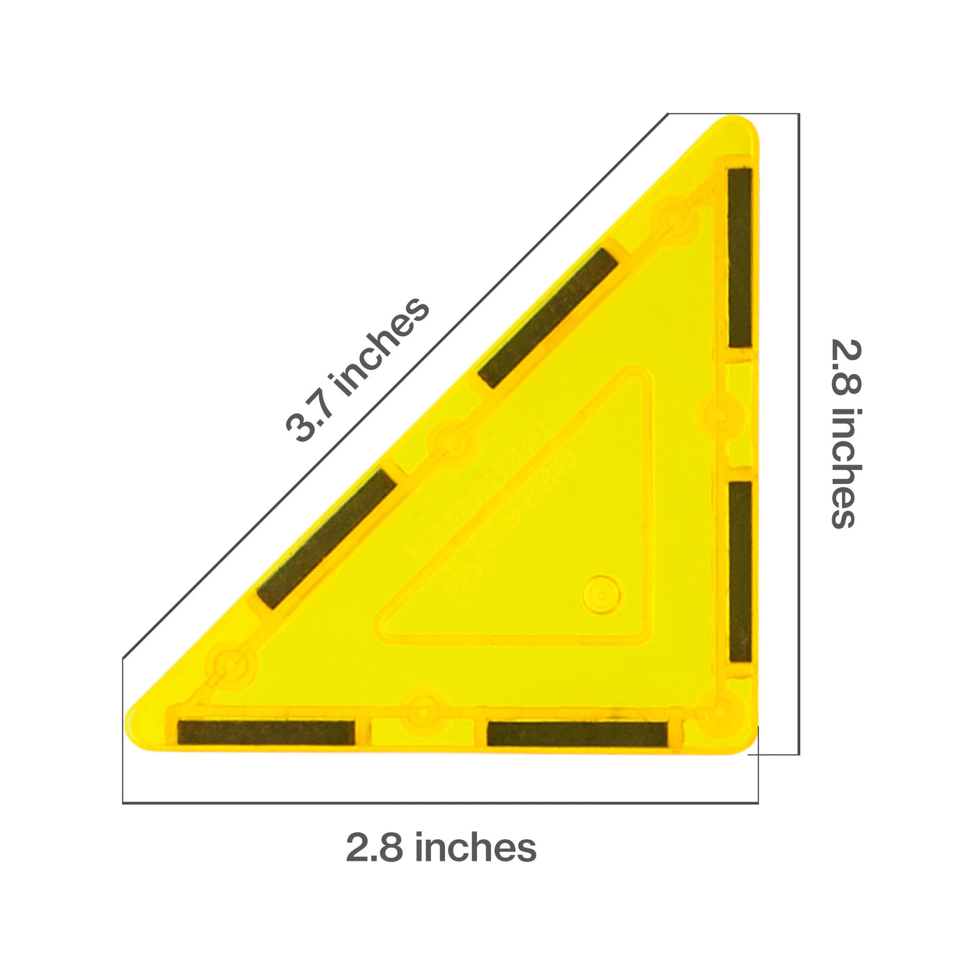 PicassoTiles 4 Piece Yellow Right Triangle Magnetic Tiles