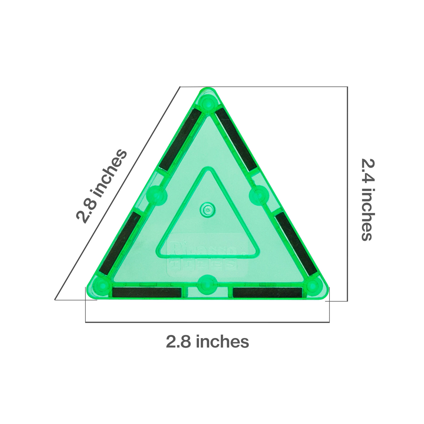 PicassoTiles 4 Piece Green Small Triangle Magnetic Tiles