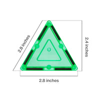 PicassoTiles 4 Piece Green Small Triangle Magnetic Tiles