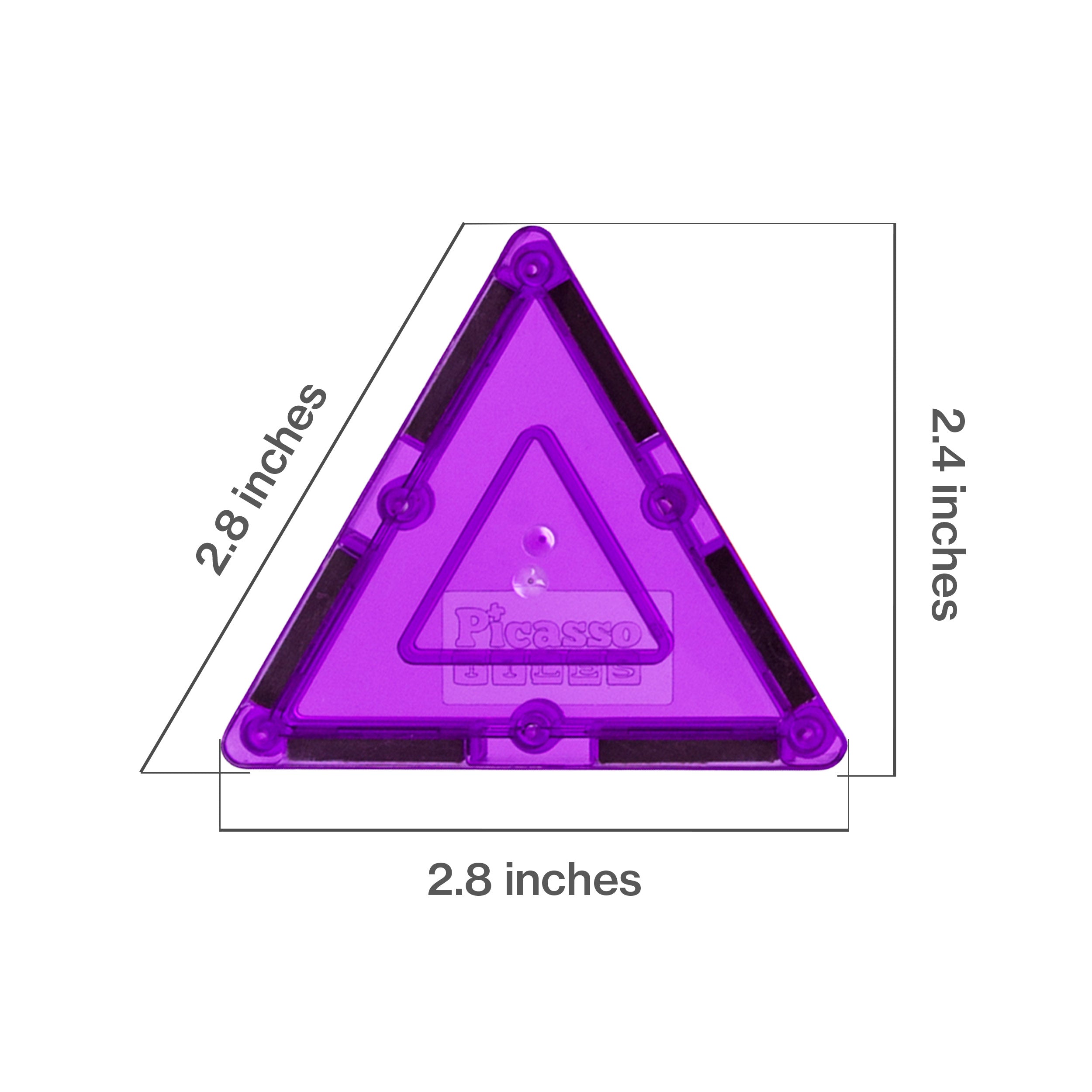 PicassoTiles 4 Piece Purple Small Triangle Magnetic Tiles