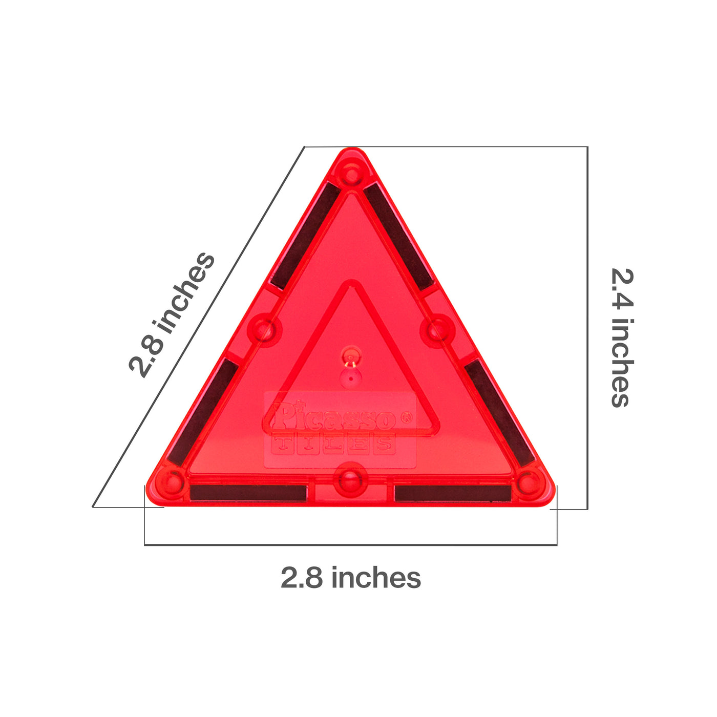PicassoTiles 4 Piece Red Small Triangle Magnetic Tiles
