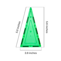PicassoTiles 4 Piece Green Tall Triangle Magnetic Tiles