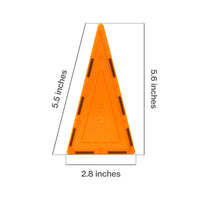 PicassoTiles 4 Piece Orange Tall Triangle Magnetic Tiles