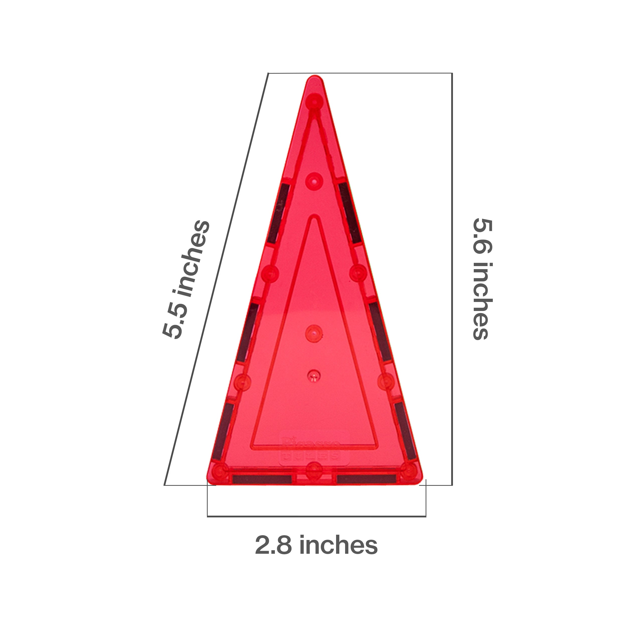 PicassoTiles 4 Piece Red Tall Triangle Magnetic Tiles
