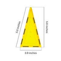 PicassoTiles 4 Piece Yellow Tall Triangle Magnetic Tiles