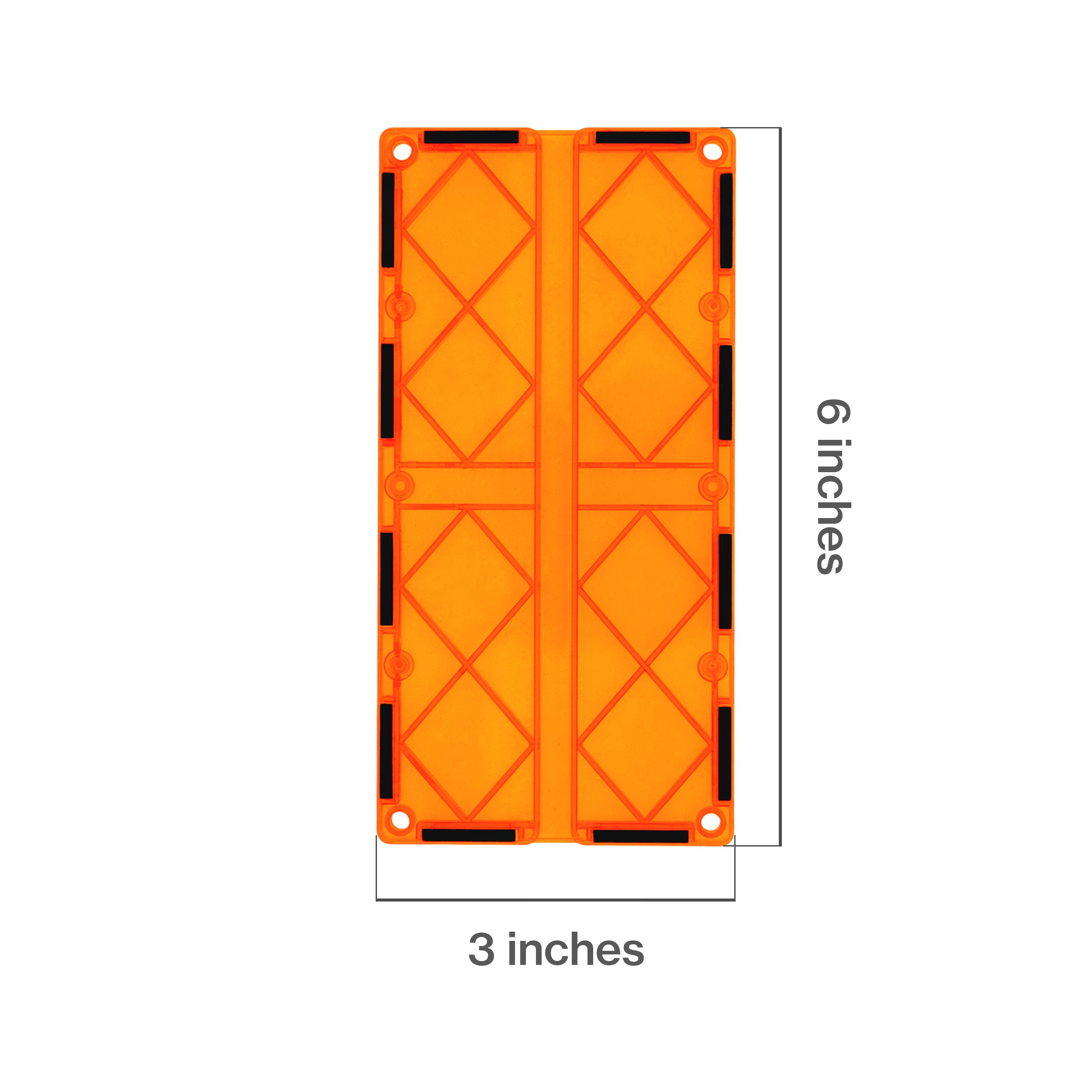 PicassoTiles 4 Piece Orange Race Car Track Long Magnetic Tiles