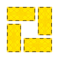 PicassoTiles 4 Piece Yellow Race Car Track Long Magnetic Tiles