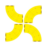 PicassoTiles 4 Piece Yellow Race Car Track Quarter Round Magnetic Tiles