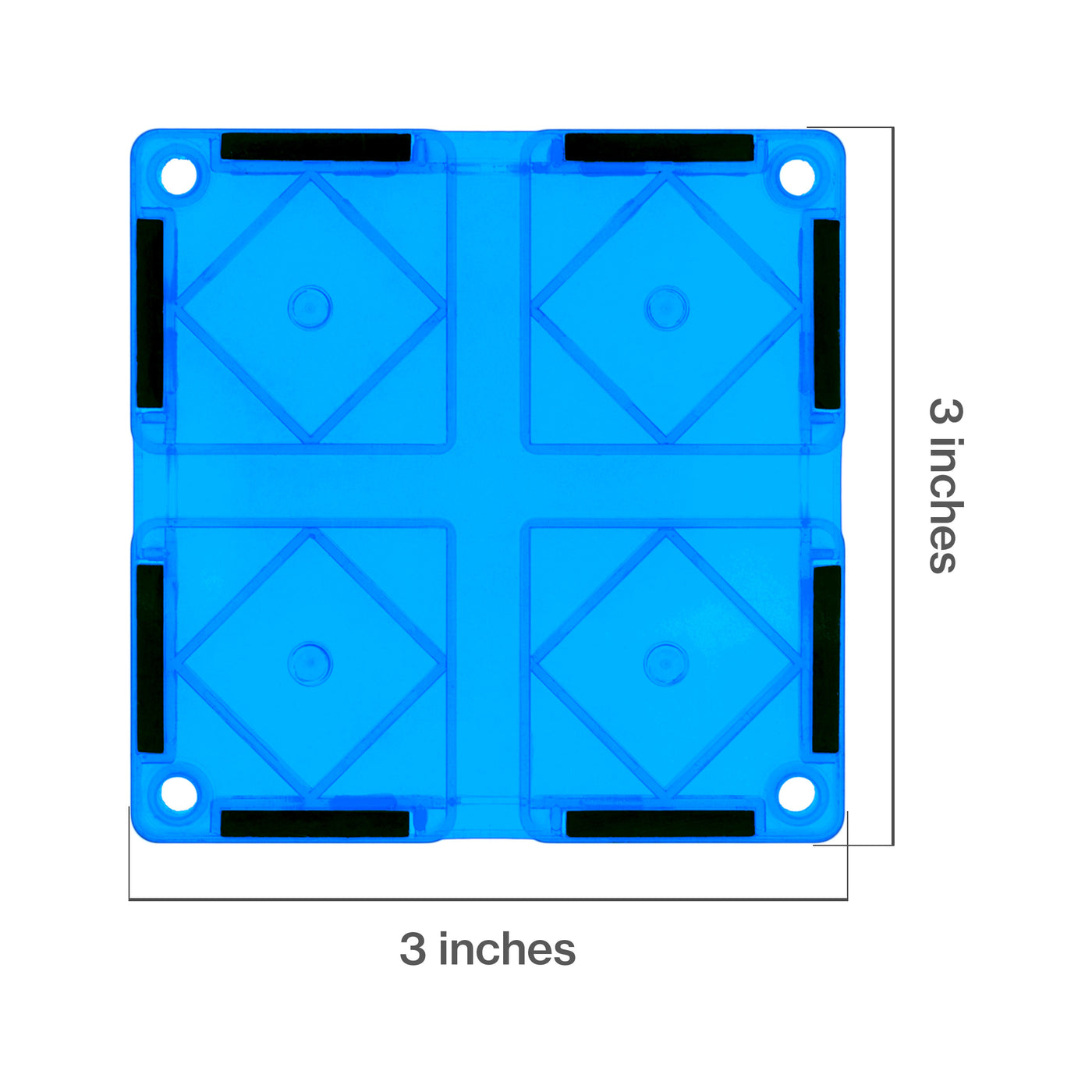 PicassoTiles 4 Piece Light Blue Race Car Track Short Magnetic Tiles