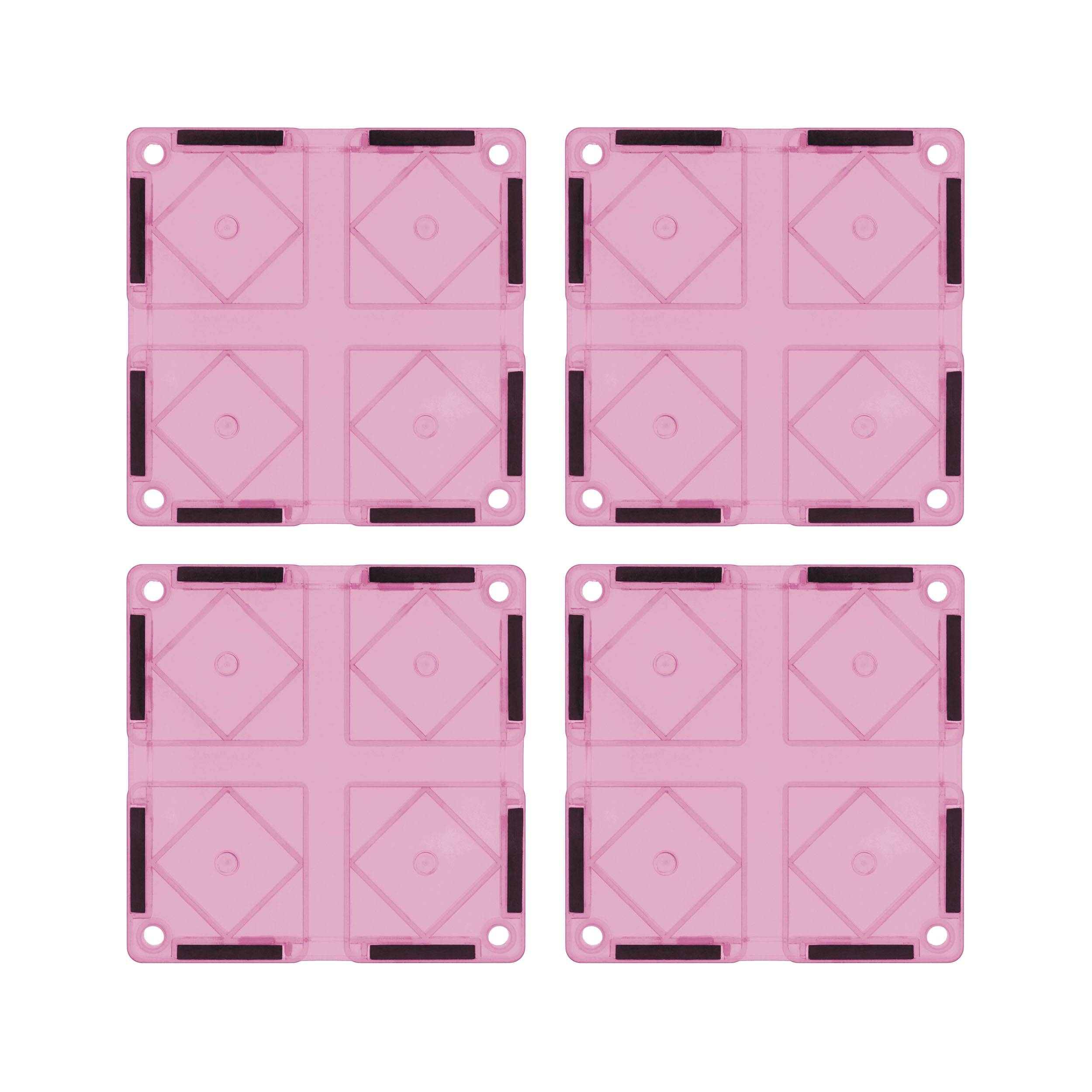 PicassoTiles 4 Piece Pink Race Car Track Short Magnetic Tiles