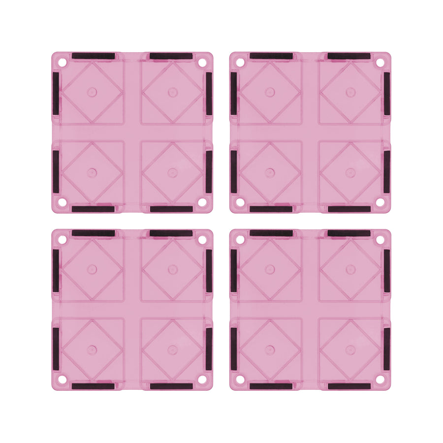 PicassoTiles 4 Piece Pink Race Car Track Short Magnetic Tiles