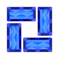 PicassoTiles 4 Piece Blue Rectangle Prism Surface Magnet Tiles