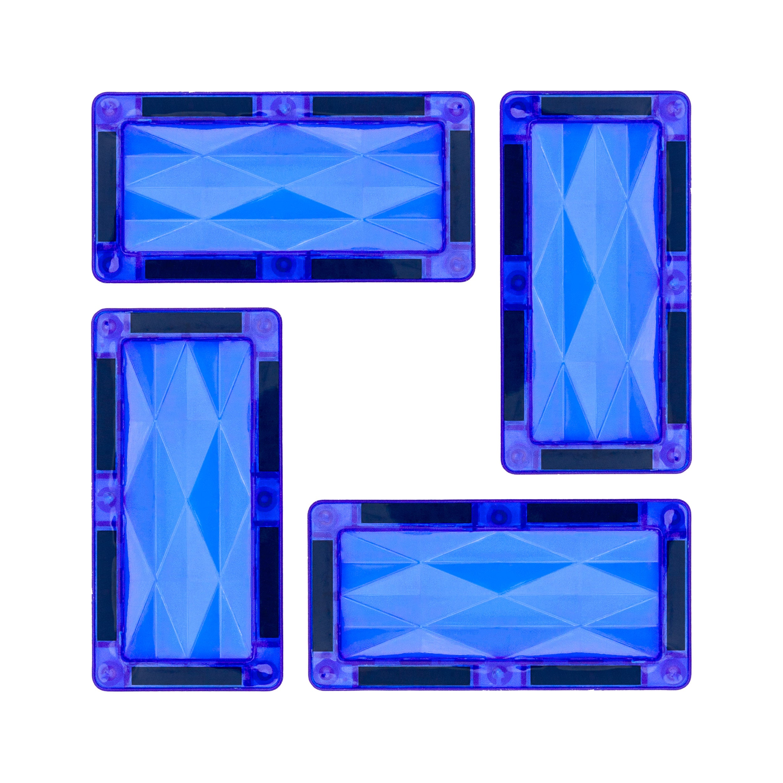 PicassoTiles 4 Piece Blue Rectangle Prism Surface Magnet Tiles