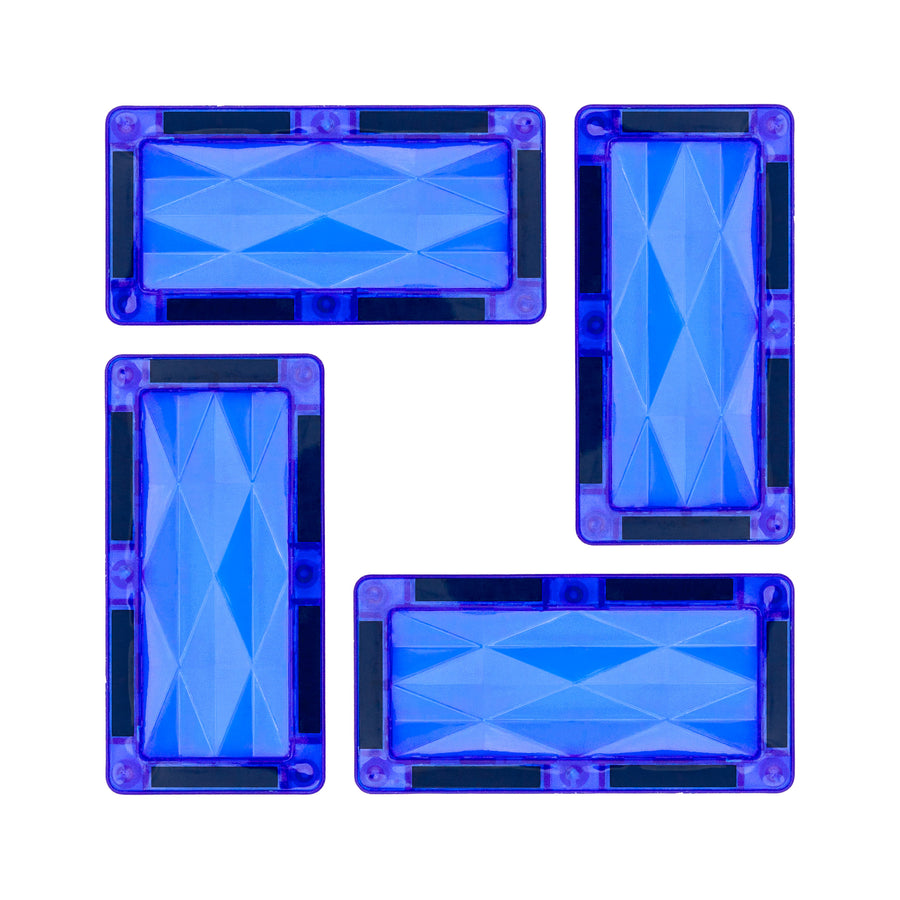 PicassoTiles 4 Piece Blue Rectangle Prism Surface Magnet Tiles