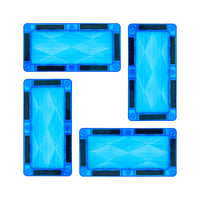 PicassoTiles 4 Piece Light Blue Rectangle Prism Surface Magnet Tiles