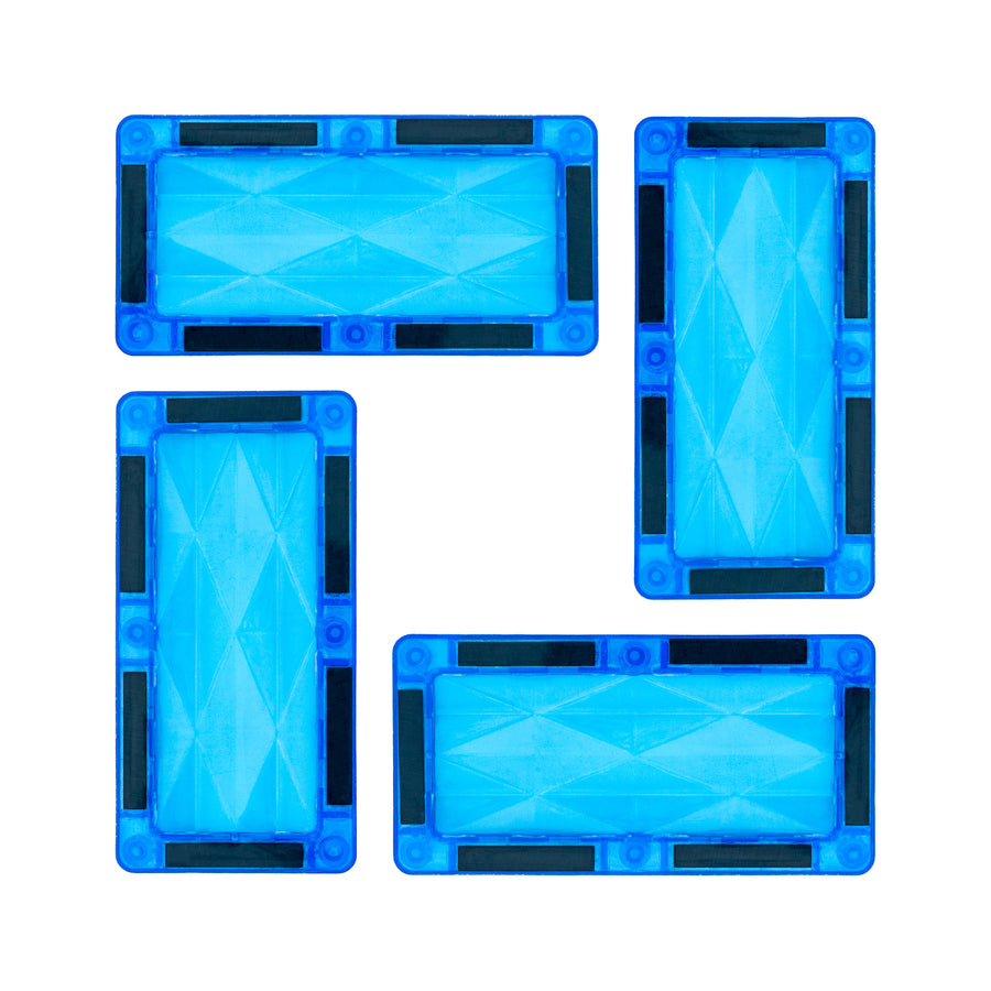 PicassoTiles 4 Piece Light Blue Rectangle Prism Surface Magnet Tiles