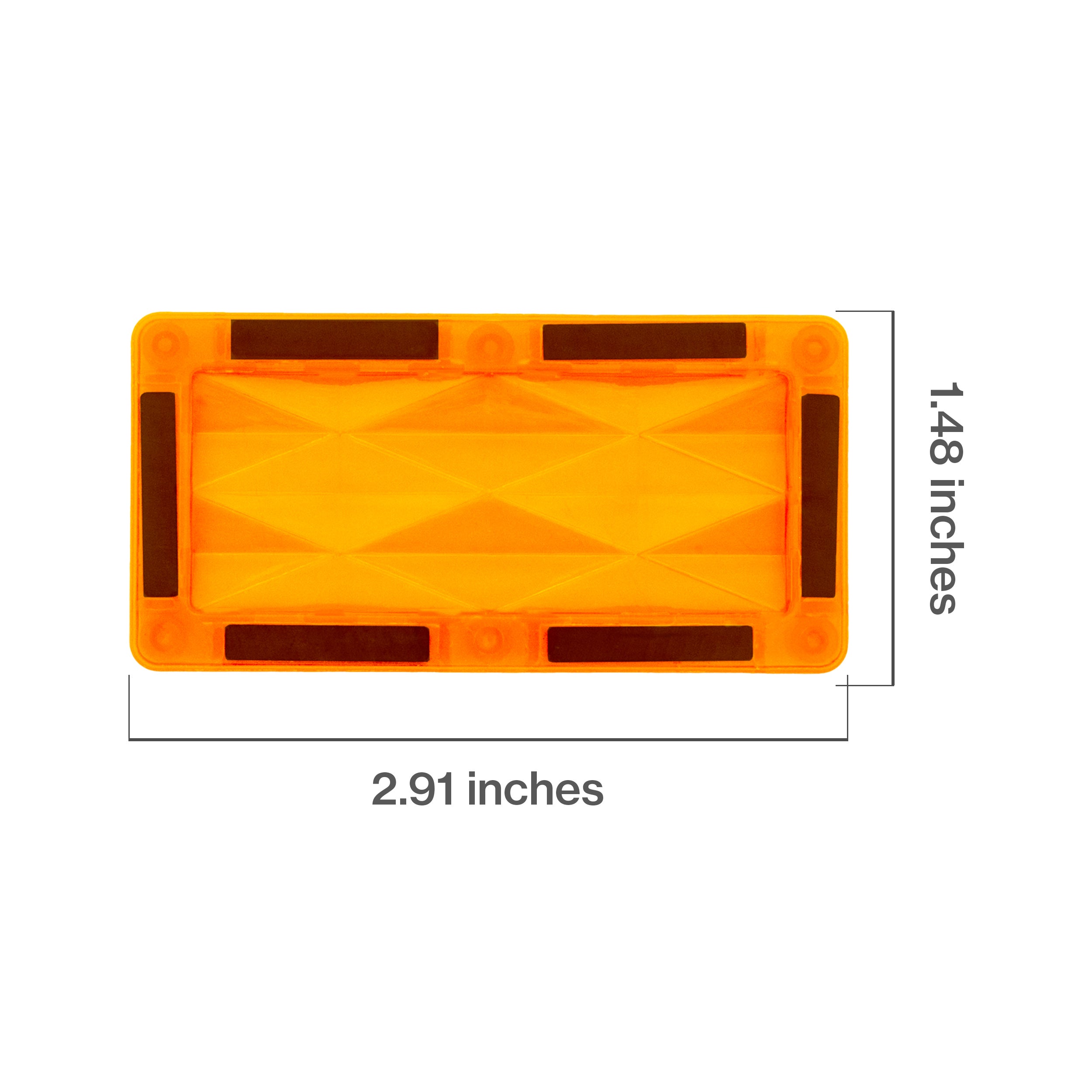 PicassoTiles 4 Piece Orange Rectangle Prism Surface Magnet Tiles