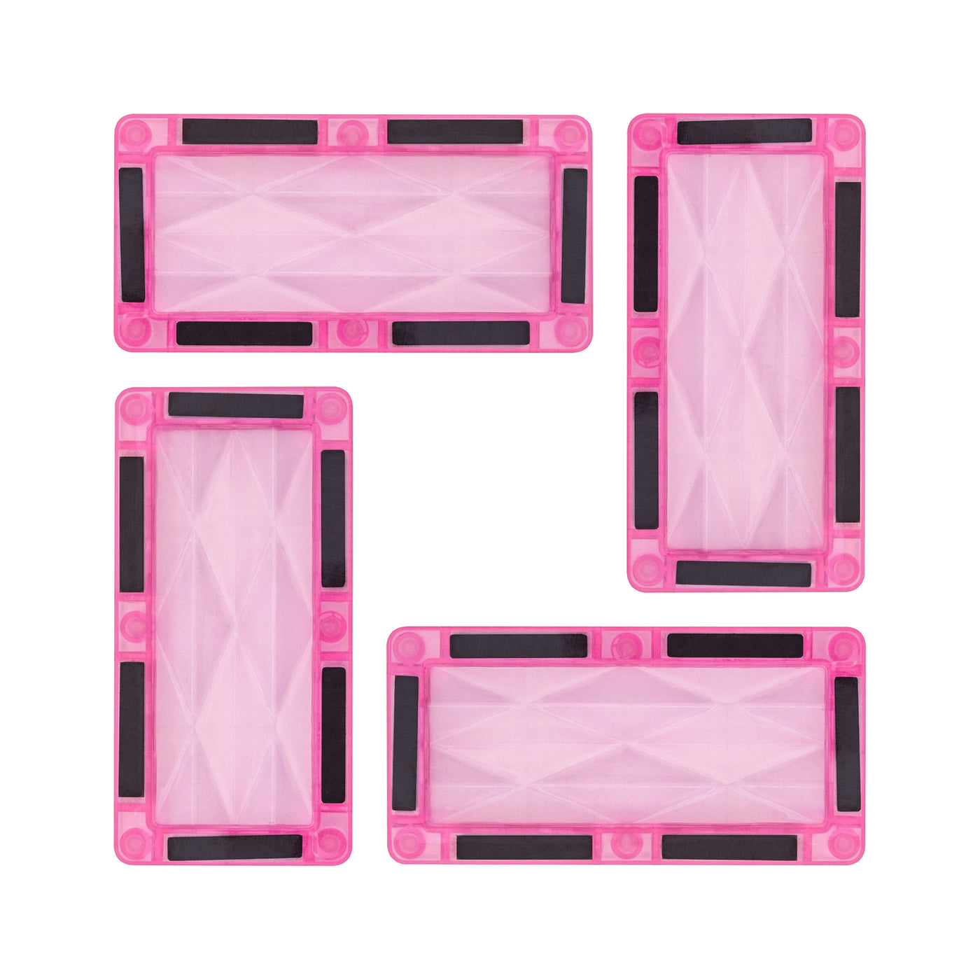 PicassoTiles 4 Piece Pink Rectangle Prism Surface Magnet Tiles