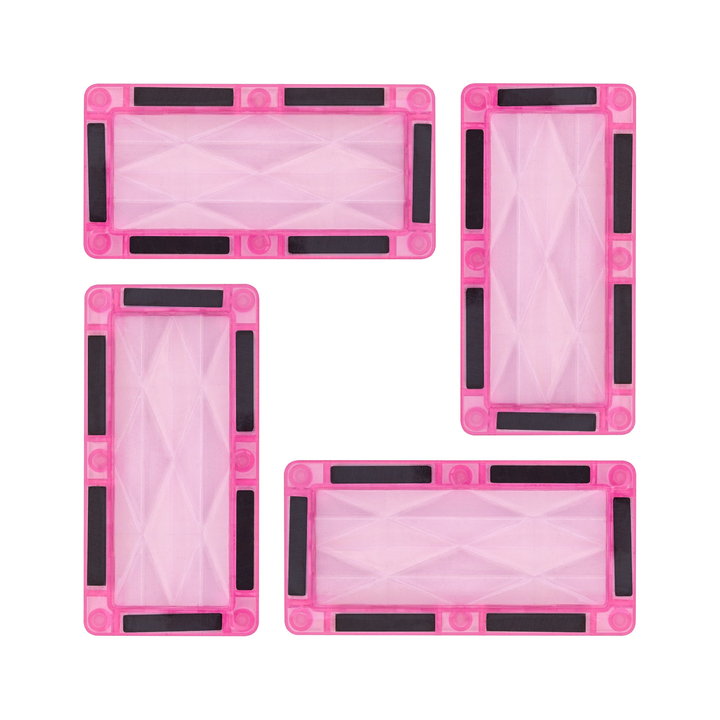 PicassoTiles 4 Piece Pink Rectangle Prism Surface Magnet Tiles