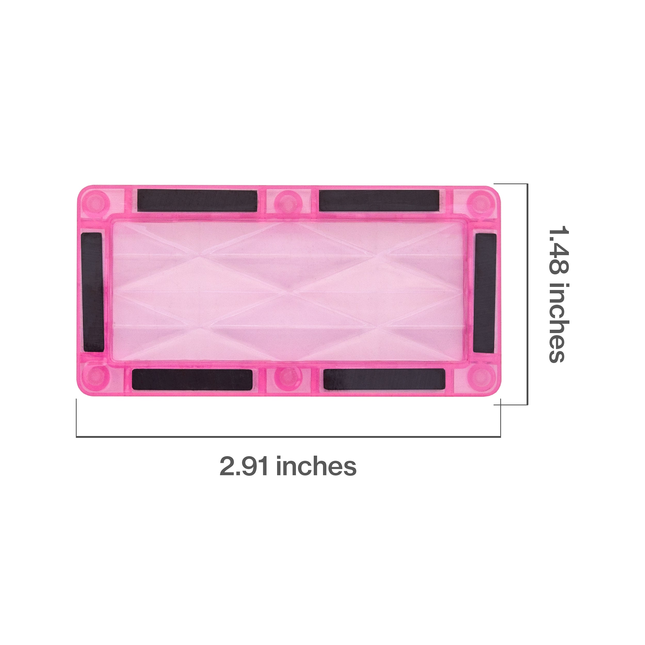 PicassoTiles 4 Piece Pink Rectangle Prism Surface Magnet Tiles