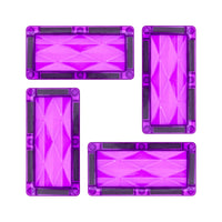 PicassoTiles 4 Piece Purple Rectangle Prism Surface Magnet Tiles