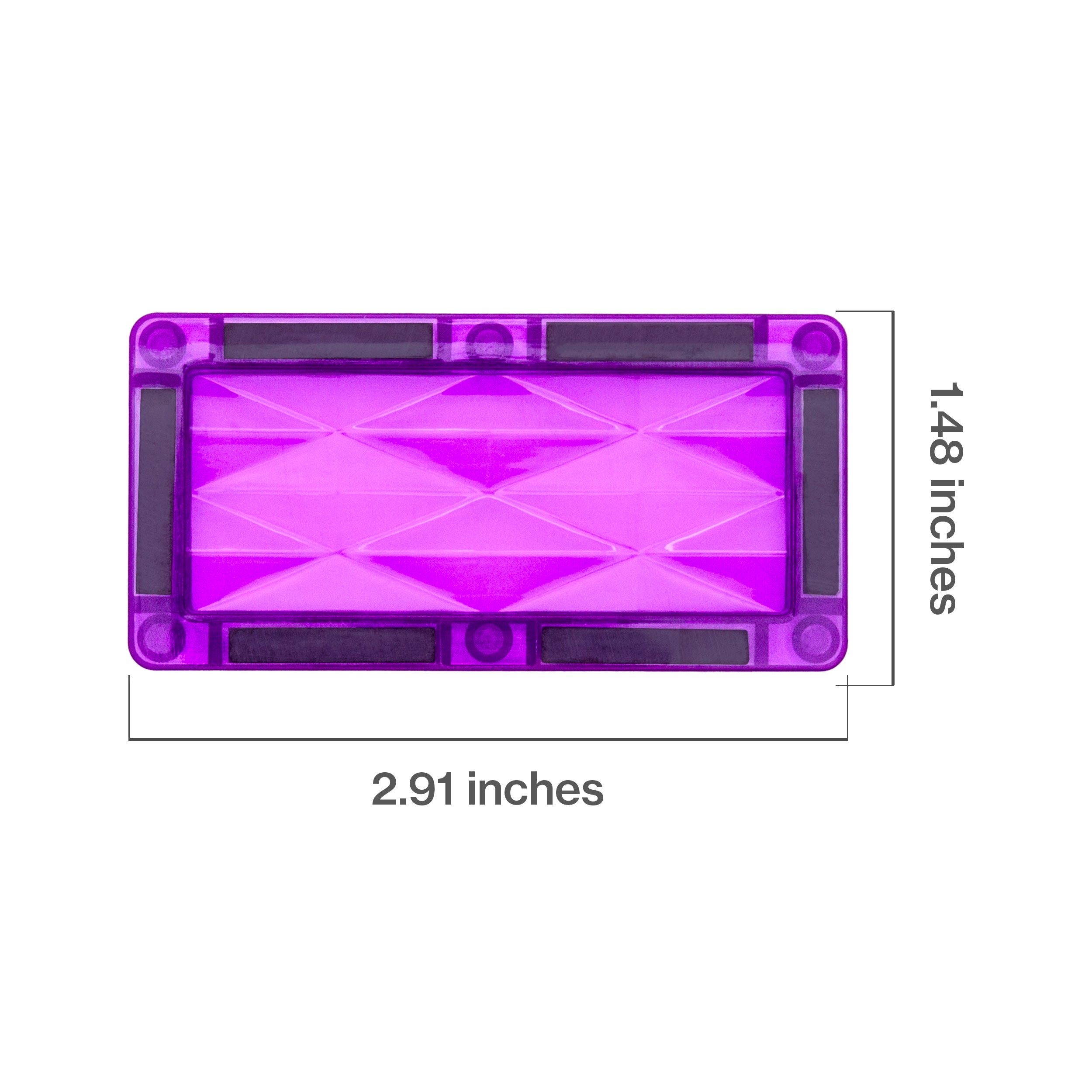 PicassoTiles 4 Piece Purple Rectangle Prism Surface Magnet Tiles