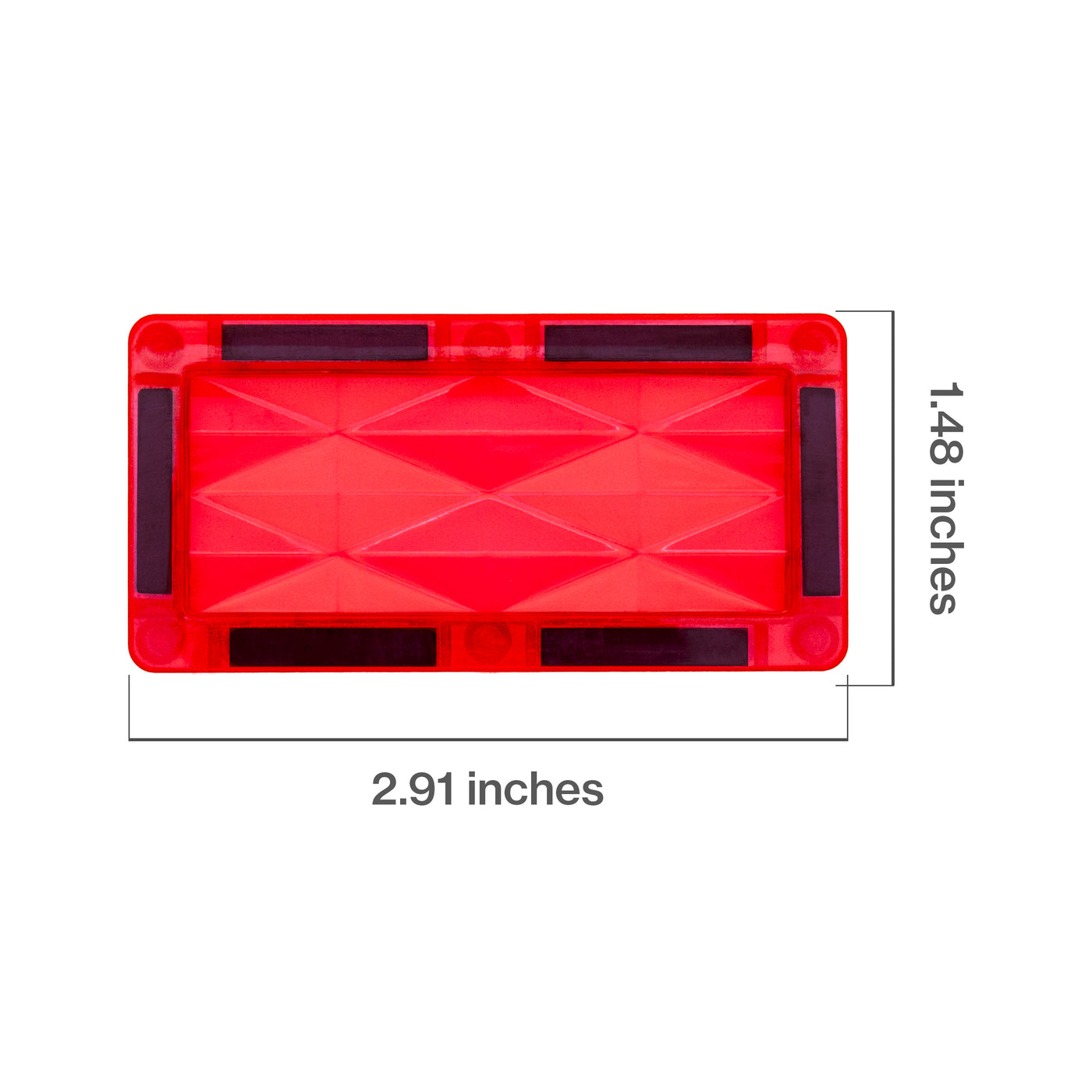 PicassoTiles 4 Piece Red Rectangle Prism Surface Magnet Tiles