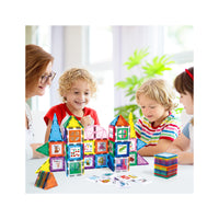 PicassoTiles 102 Piece Magnetic Building Tile Set w/Educational Artwork Graphics