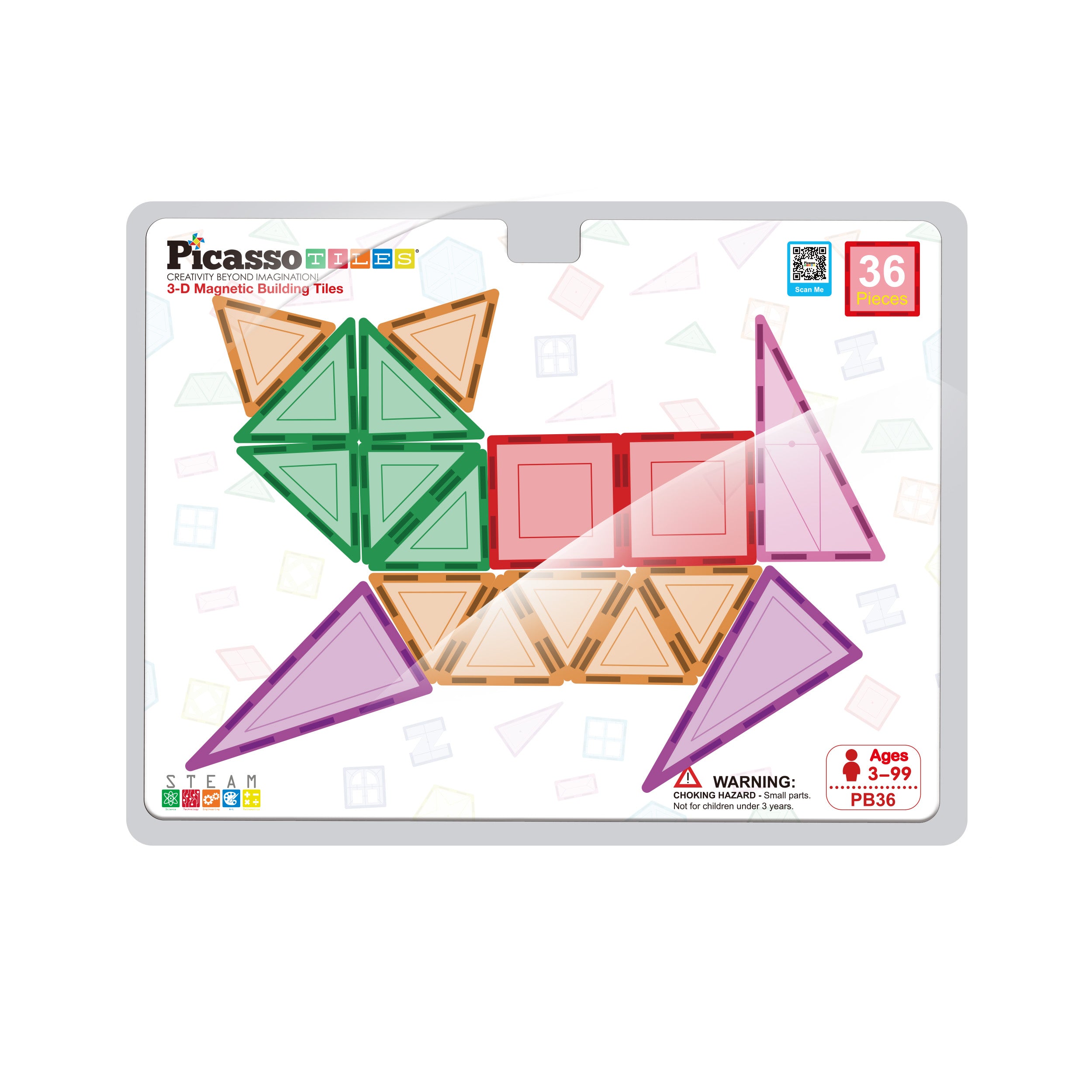 PicassoTiles 36pc Magnet Tile Building Block Toy Set