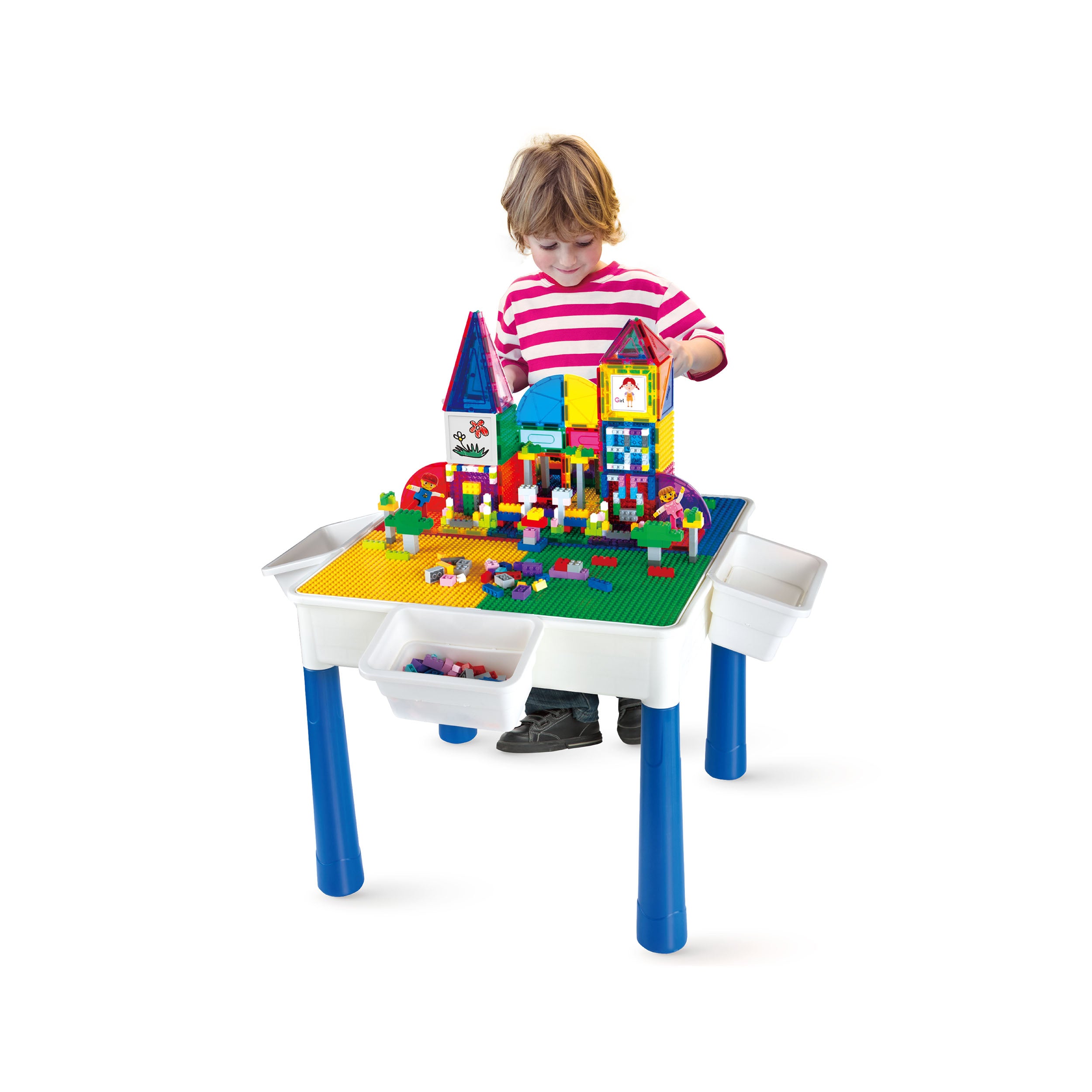 PicassoTiles 585 Piece Mega Activity Center Table Kids All-in-1