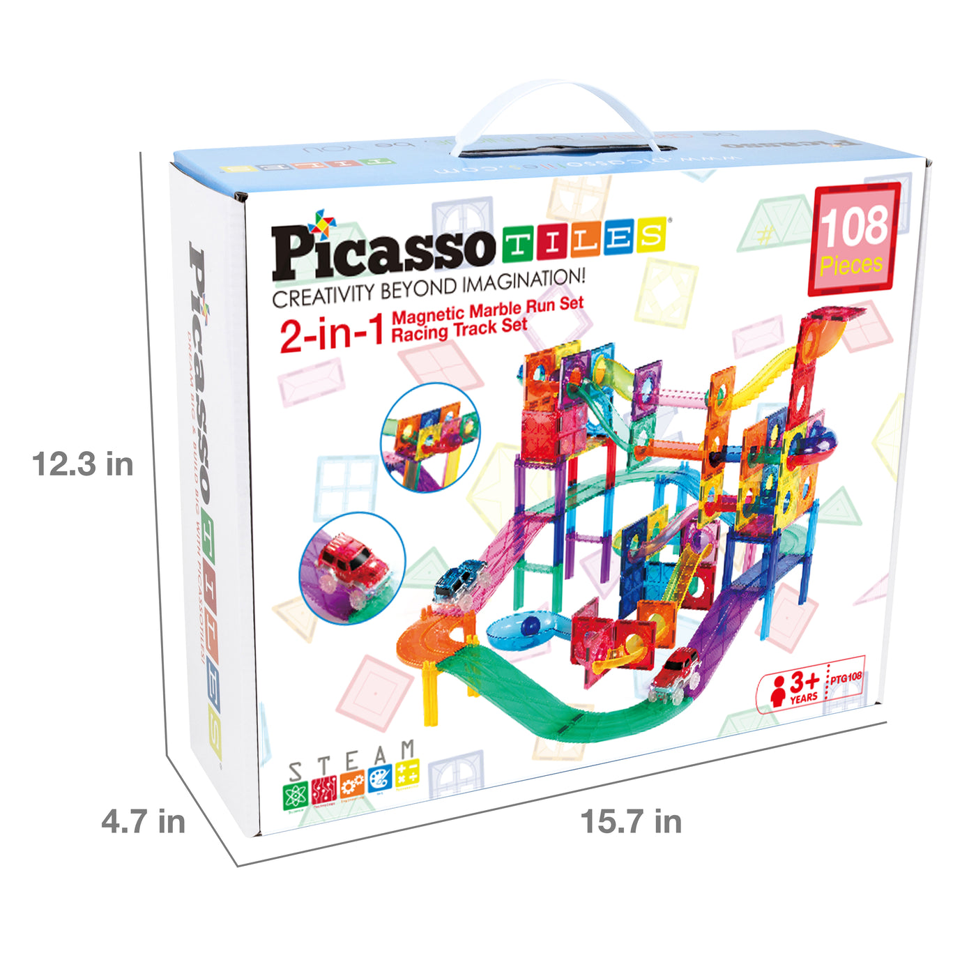 PicassoTiles 2-in-1 Marble Run and Racing Track Magnet Toy