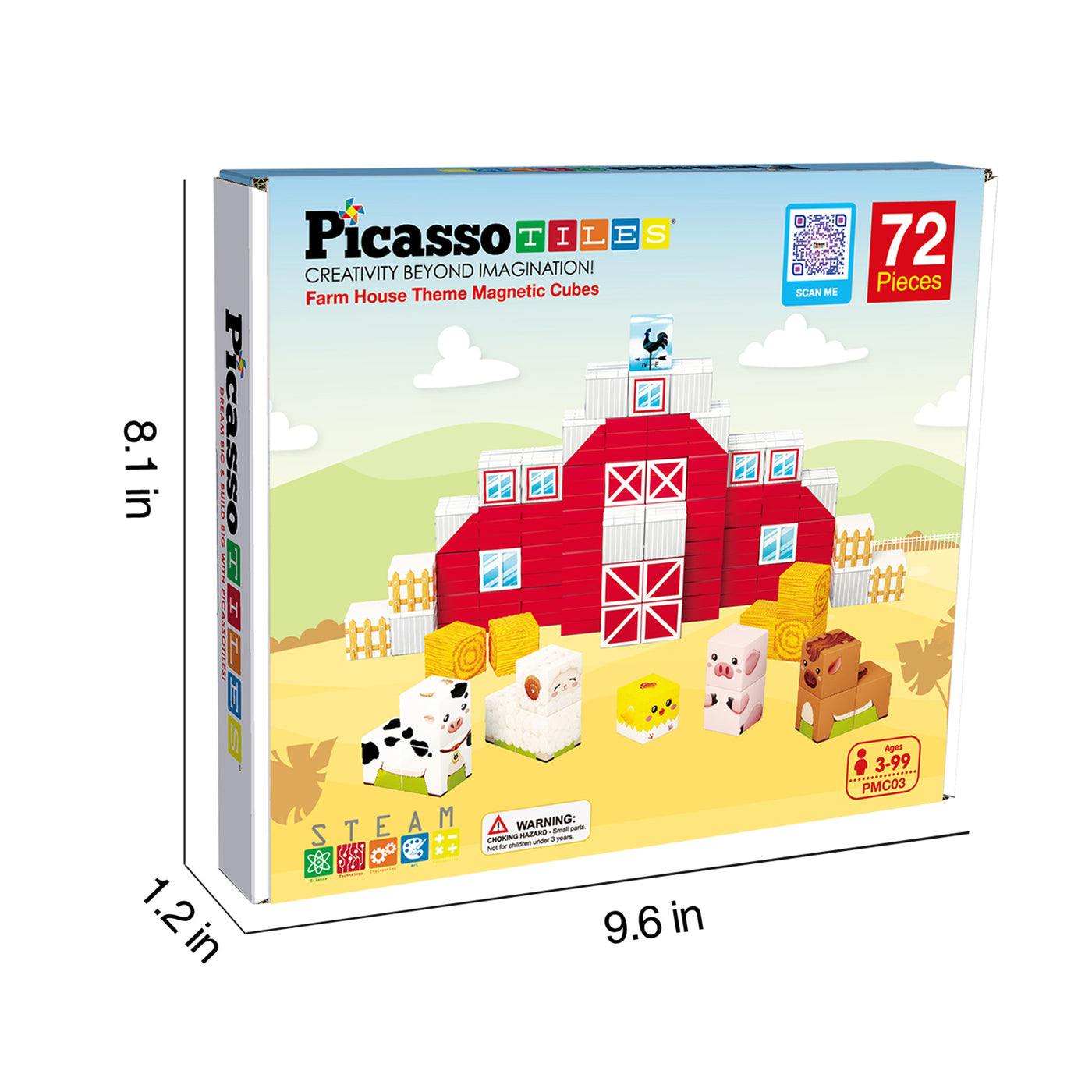 PicassoTiles Magnet Cube Farm House Mix and Match Building Set