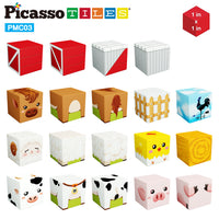 PicassoTiles Magnet Cube Farm House Mix and Match Building Set