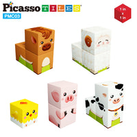 PicassoTiles Magnet Cube Farm House Mix and Match Building Set