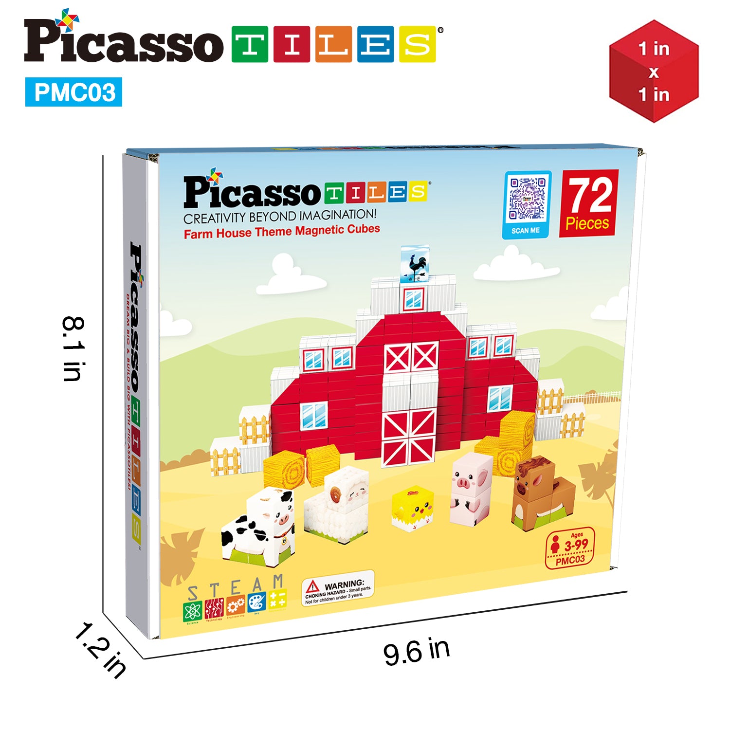 PicassoTiles Magnet Cube Farm House Mix and Match Building Set